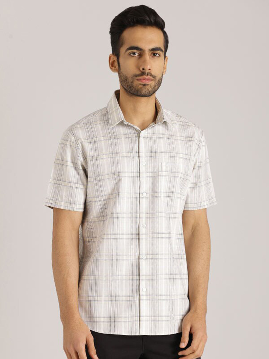 

Indian Terrain Chiseled Slim Fit Tartan Checked Pure Cotton Casual Shirt, Brown