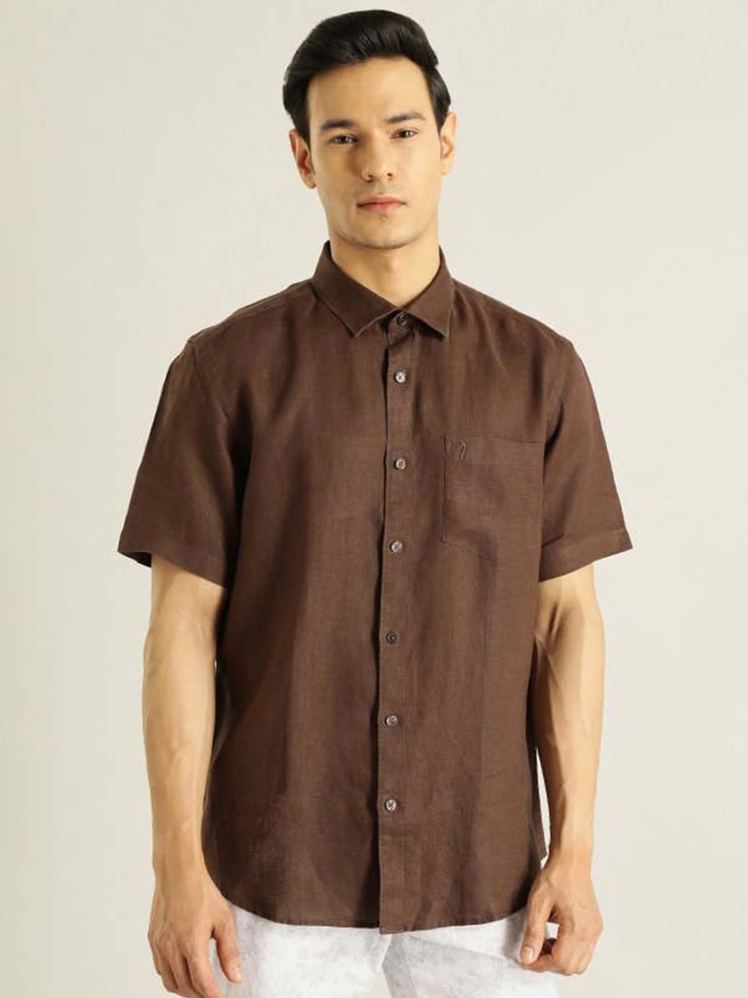 

Indian Terrain Chiseled Slim Fit Opaque Casual Shirt, Brown