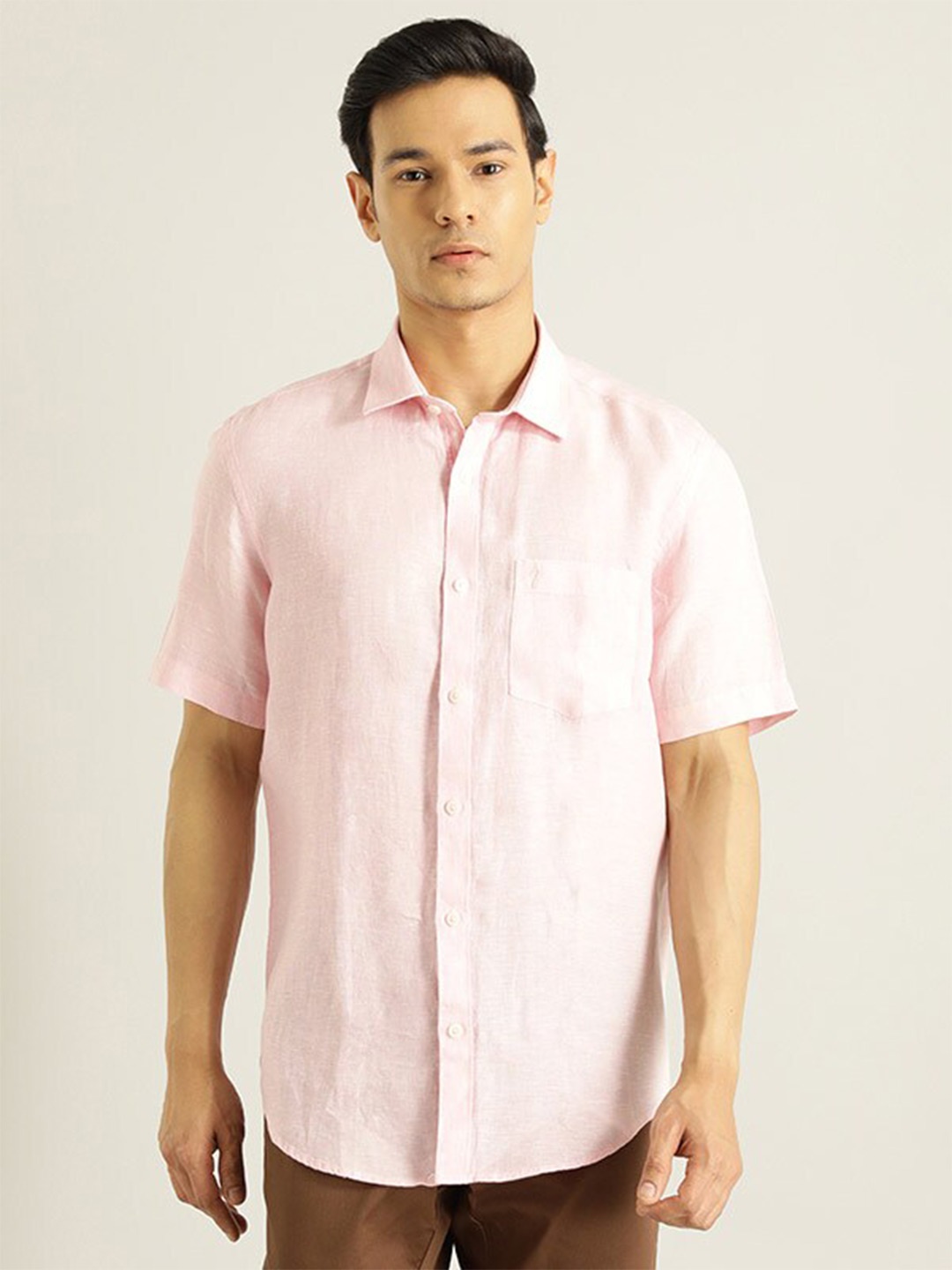 

Indian Terrain Chiseled Slim Fit Pure Cotton Casual Shirt, Pink