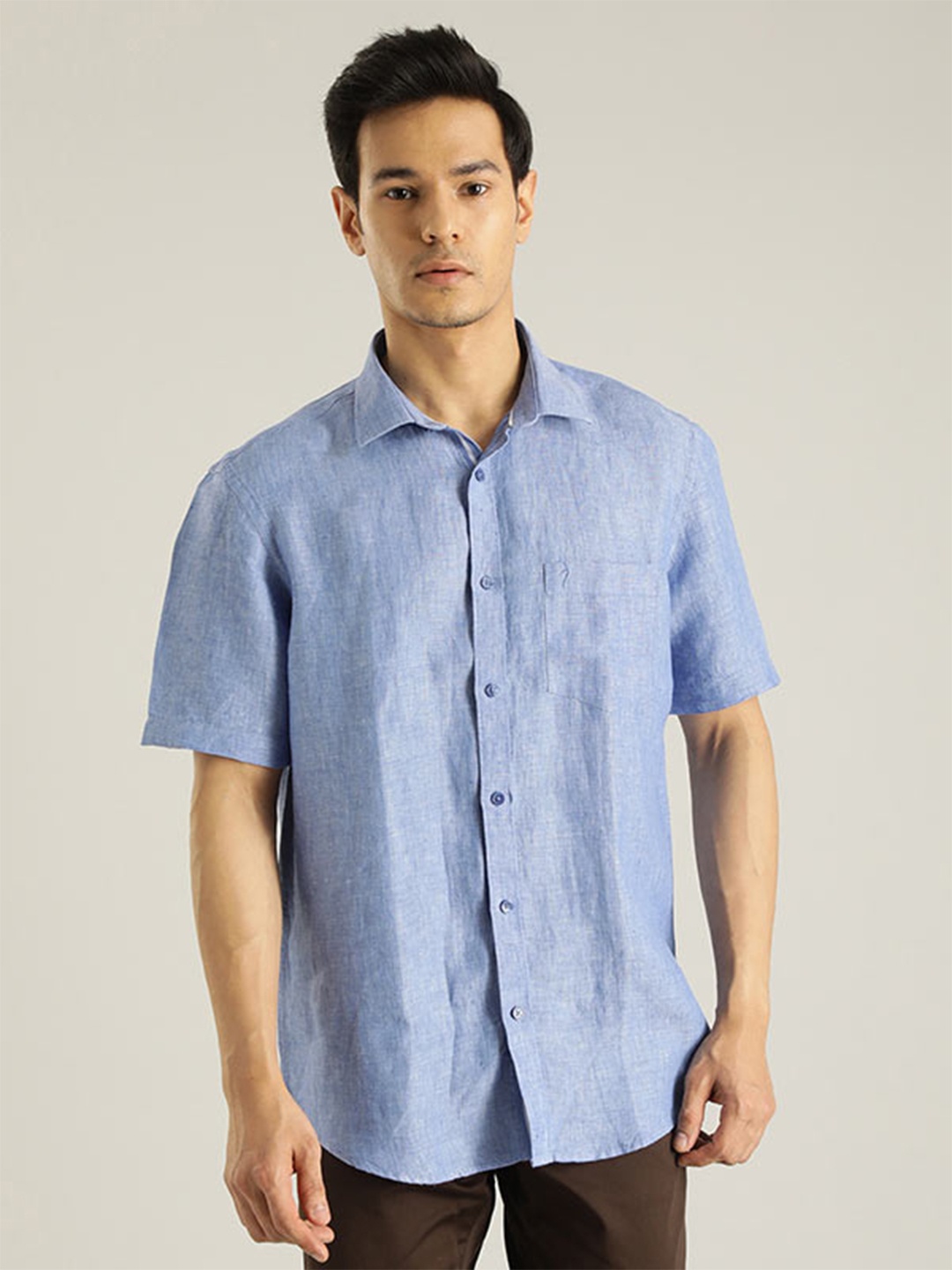 

Indian Terrain Chiseled Slim Fit Opaque Casual Shirt, Blue