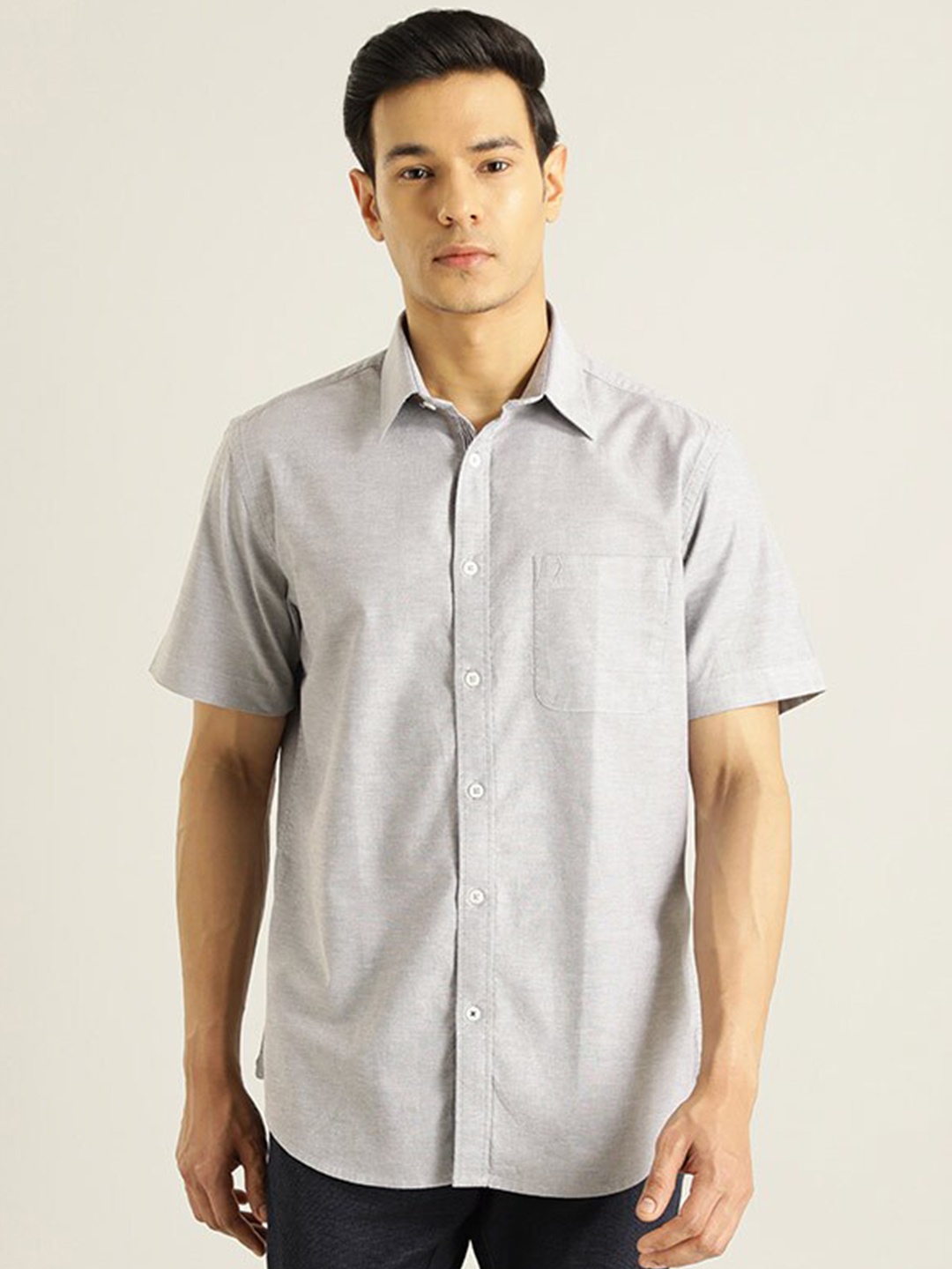 

Indian Terrain Chiseled Slim Fit Pure Cotton Casual Shirt, Black