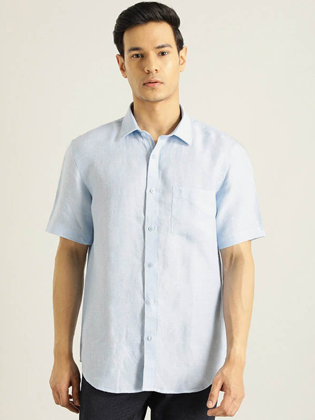 

Indian Terrain Chiseled Slim Fit Pure Cotton Casual Shirt, Blue