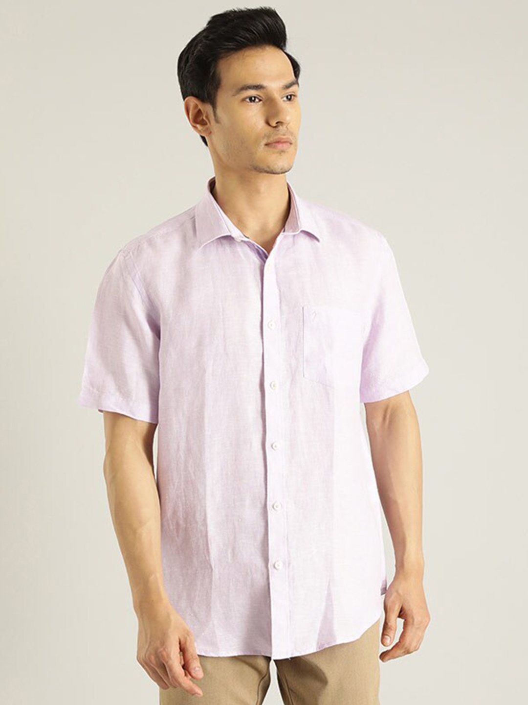 

Indian Terrain Chiseled Spread Collar Pure Cotton Slim Fit Casual Shirt, Purple