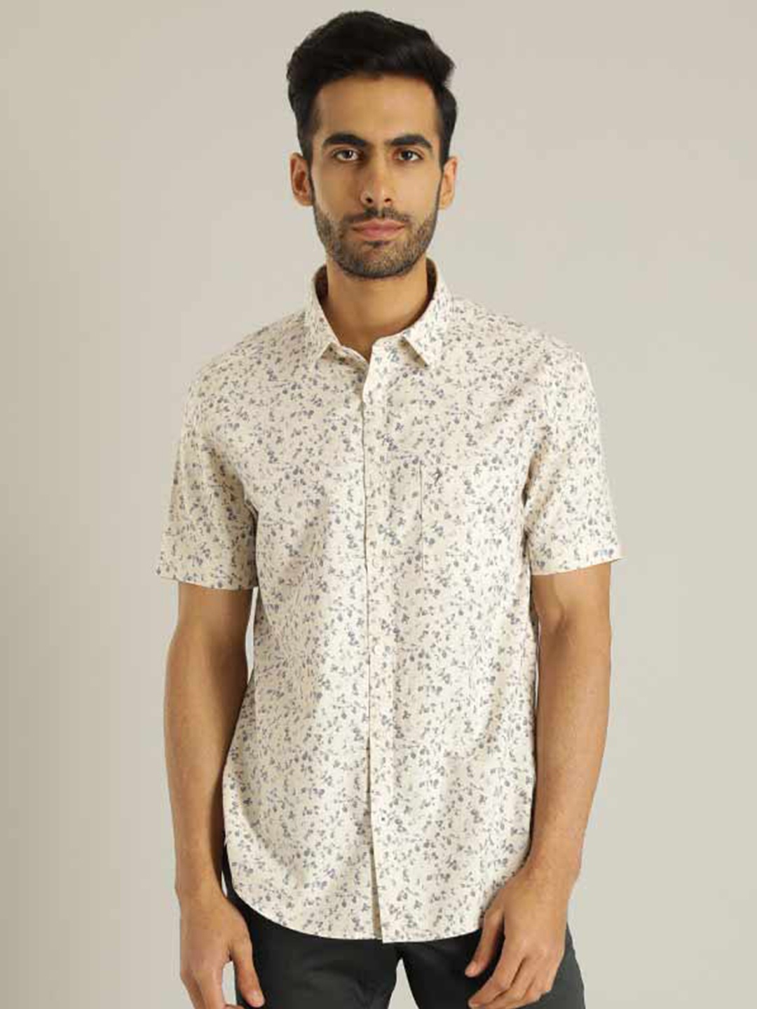 

Indian Terrain Chiseled Opaque Printed Slim Fit Casual Shirt, White