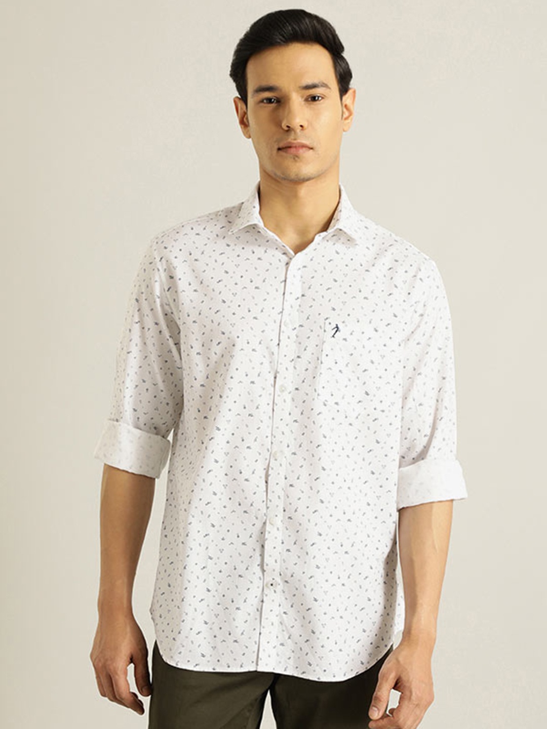 

Indian Terrain Floral Printed Chiseled Slim Fit Cotton Casual Shirt, White
