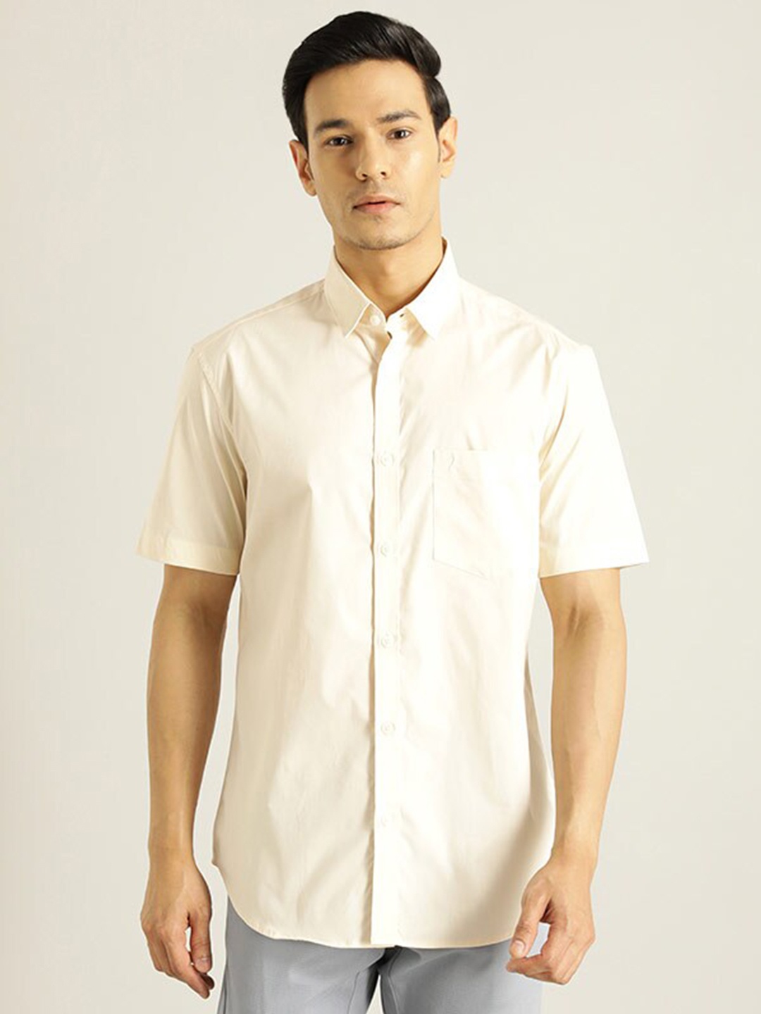 

Indian Terrain Chiseled Slim Fit Pure Cotton Casual Shirt, White