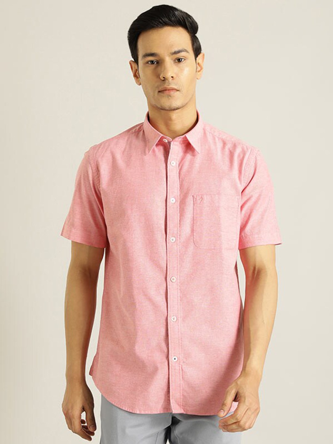 

Indian Terrain Chiseled Slim Fit Cotton Casual Shirt, Red