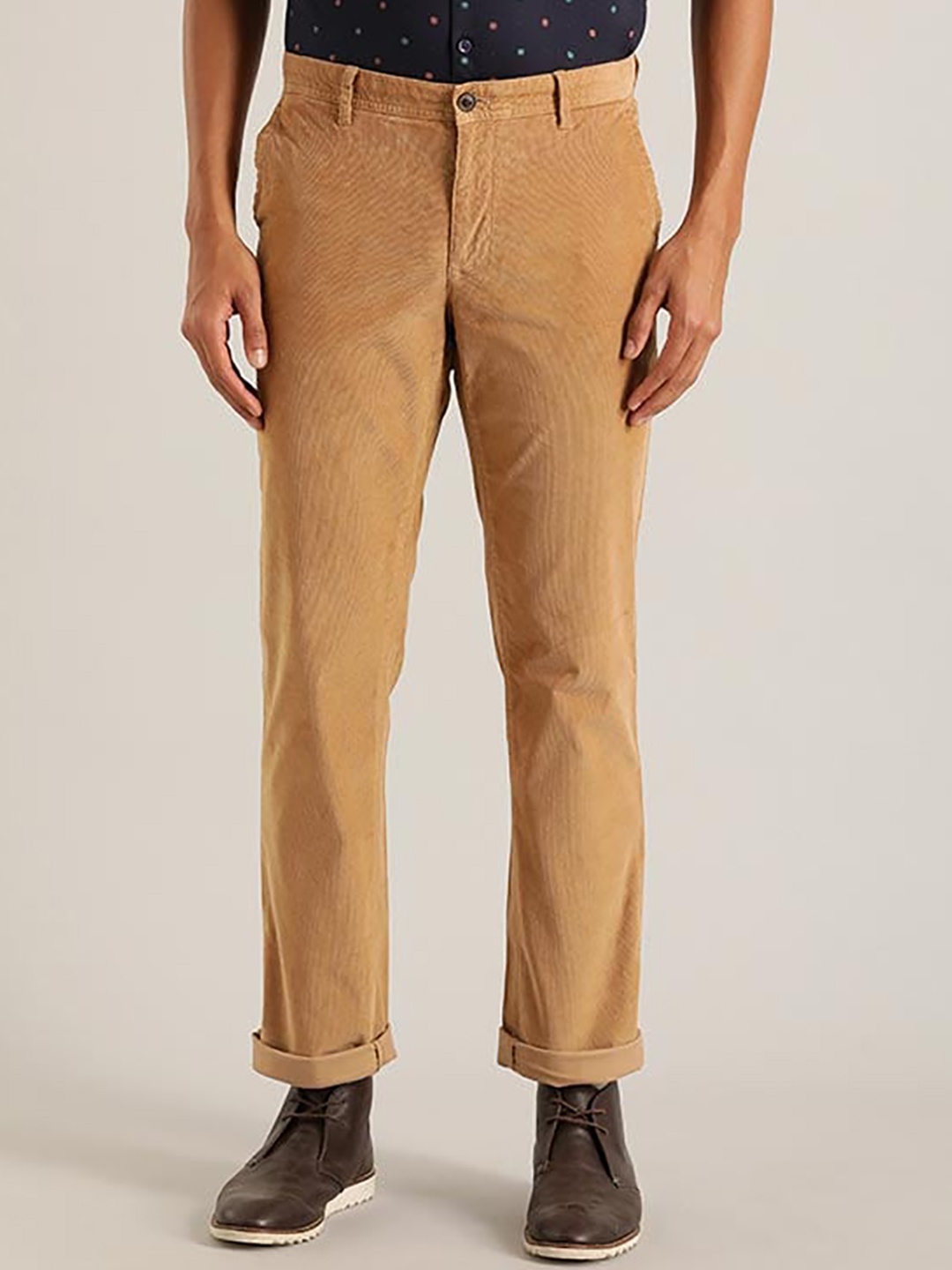 

Indian Terrain Men Brooklyn Slim Fit Mid-Rise Pure Cotton Trousers, Brown