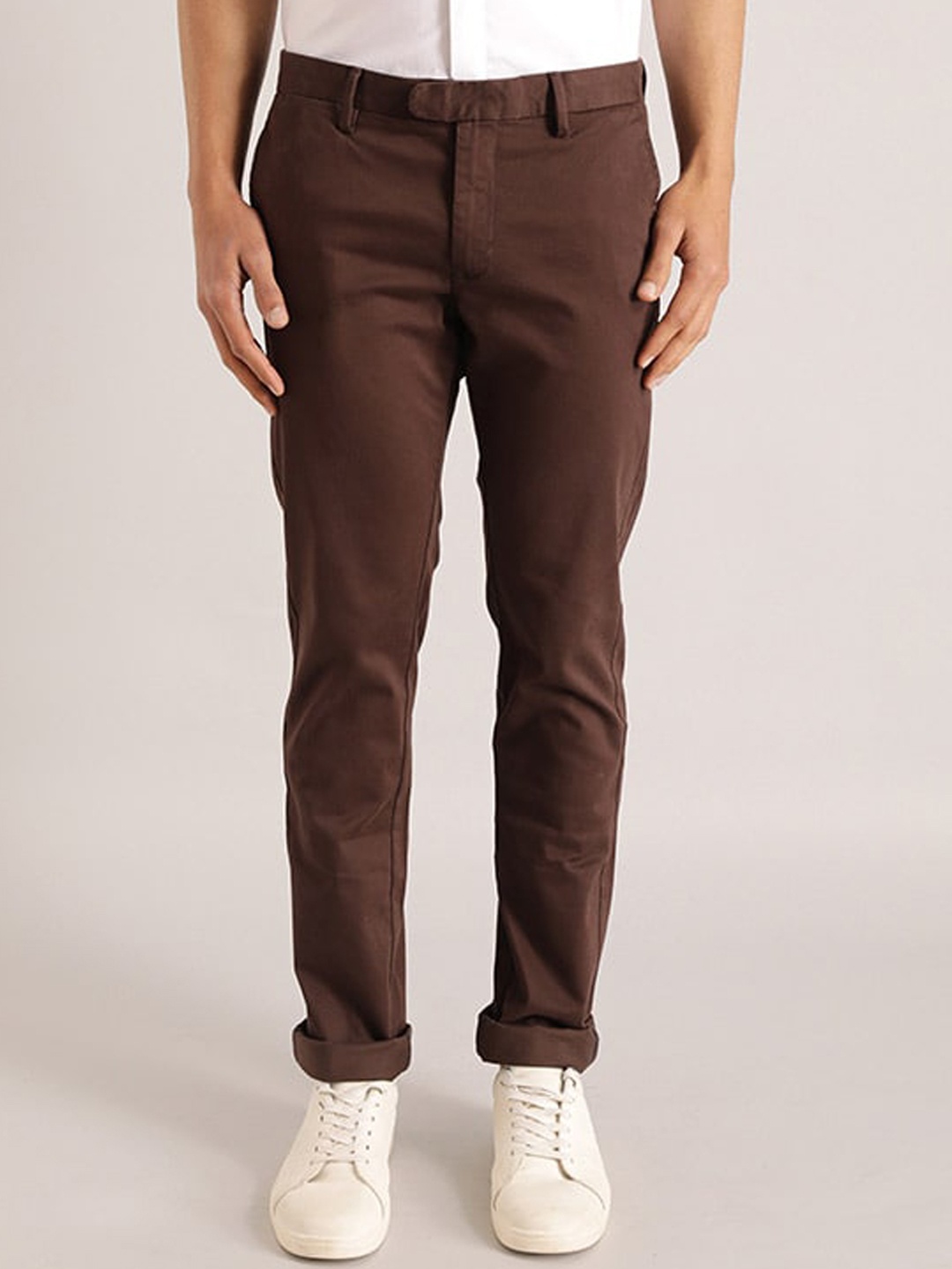 

Indian Terrain Men Brooklyn Slim Fit Pure Cotton Chinos, Brown