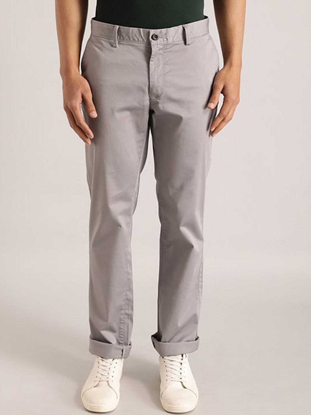 

Indian Terrain Men Brooklyn Slim Fit Pure Cotton Chinos, Grey