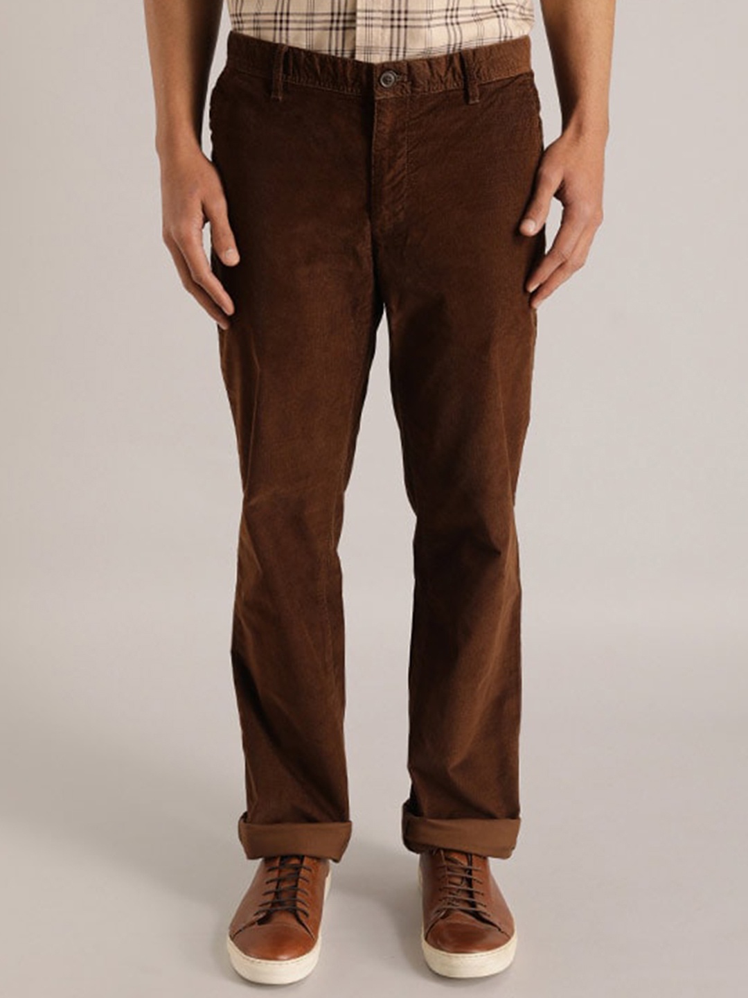 

Indian Terrain Men Brooklyn Slim Fit Pure Cotton Chinos, Brown