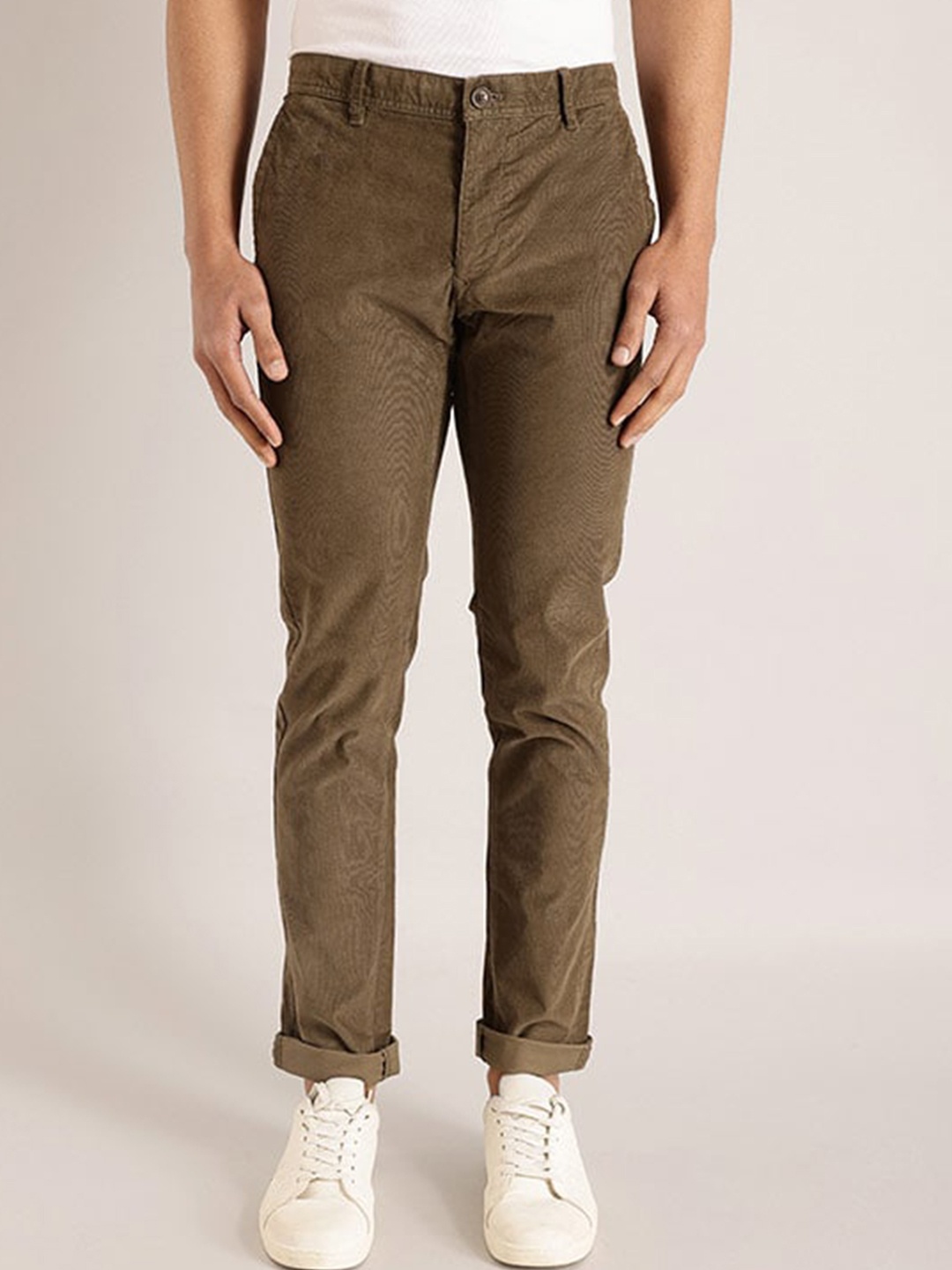 

Indian Terrain Men Brooklyn Slim Fit Pure Cotton Chinos, Brown