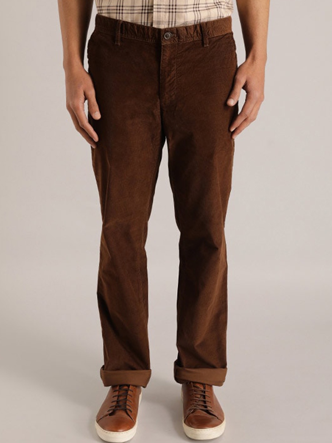 

Indian Terrain Men Brooklyn Slim Fit Trousers, Brown