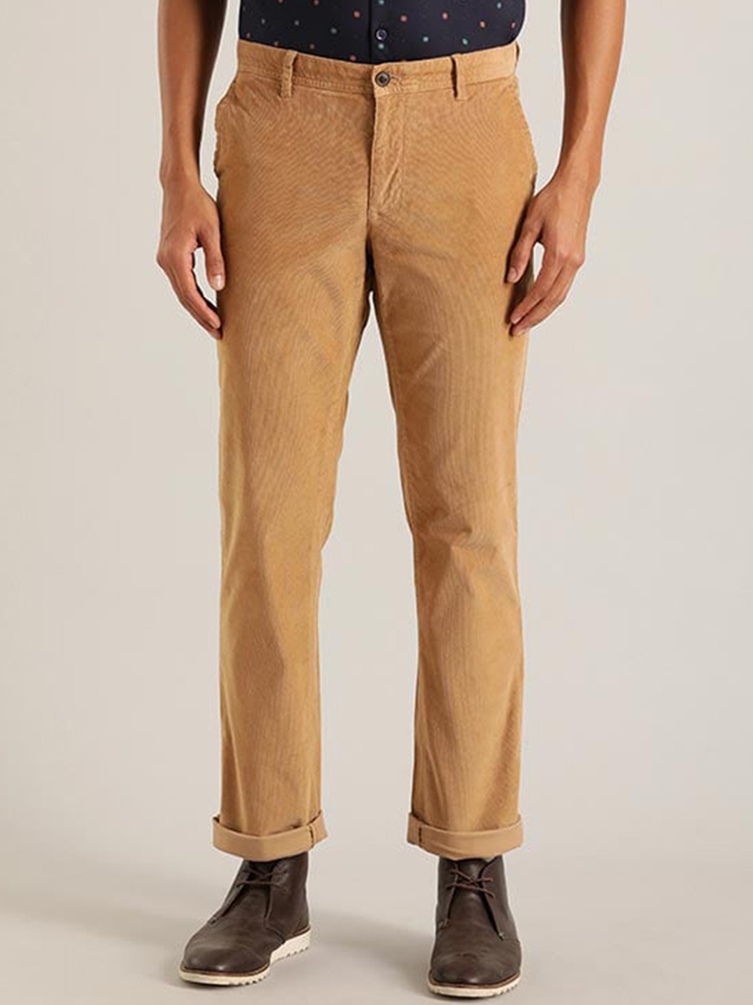 

Indian Terrain Men Brooklyn Slim Fit Pure Cotton Chinos Trousers, Brown