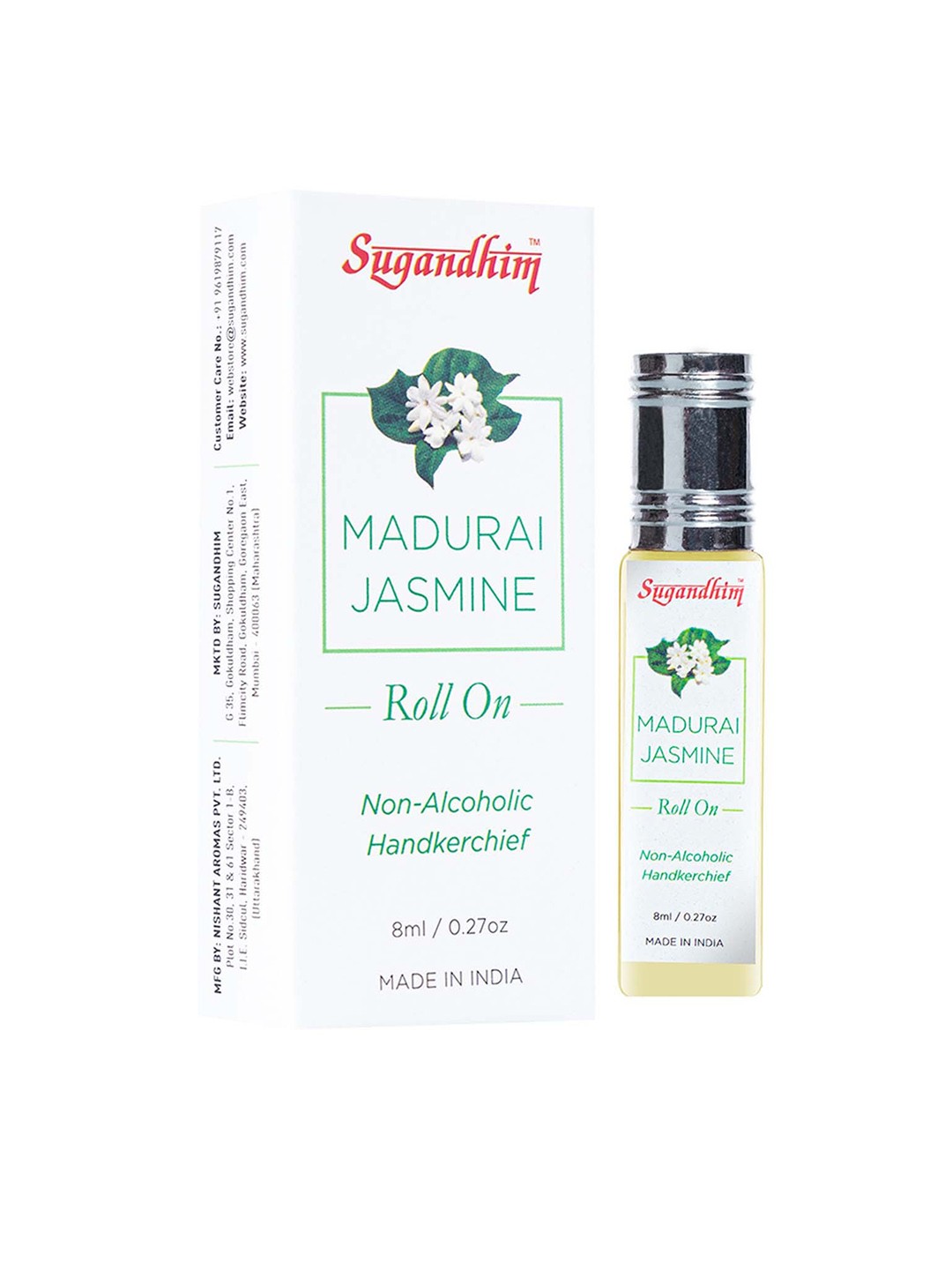 

Sugandhim Madurai Jasmine Roll On Attar 8ml, White