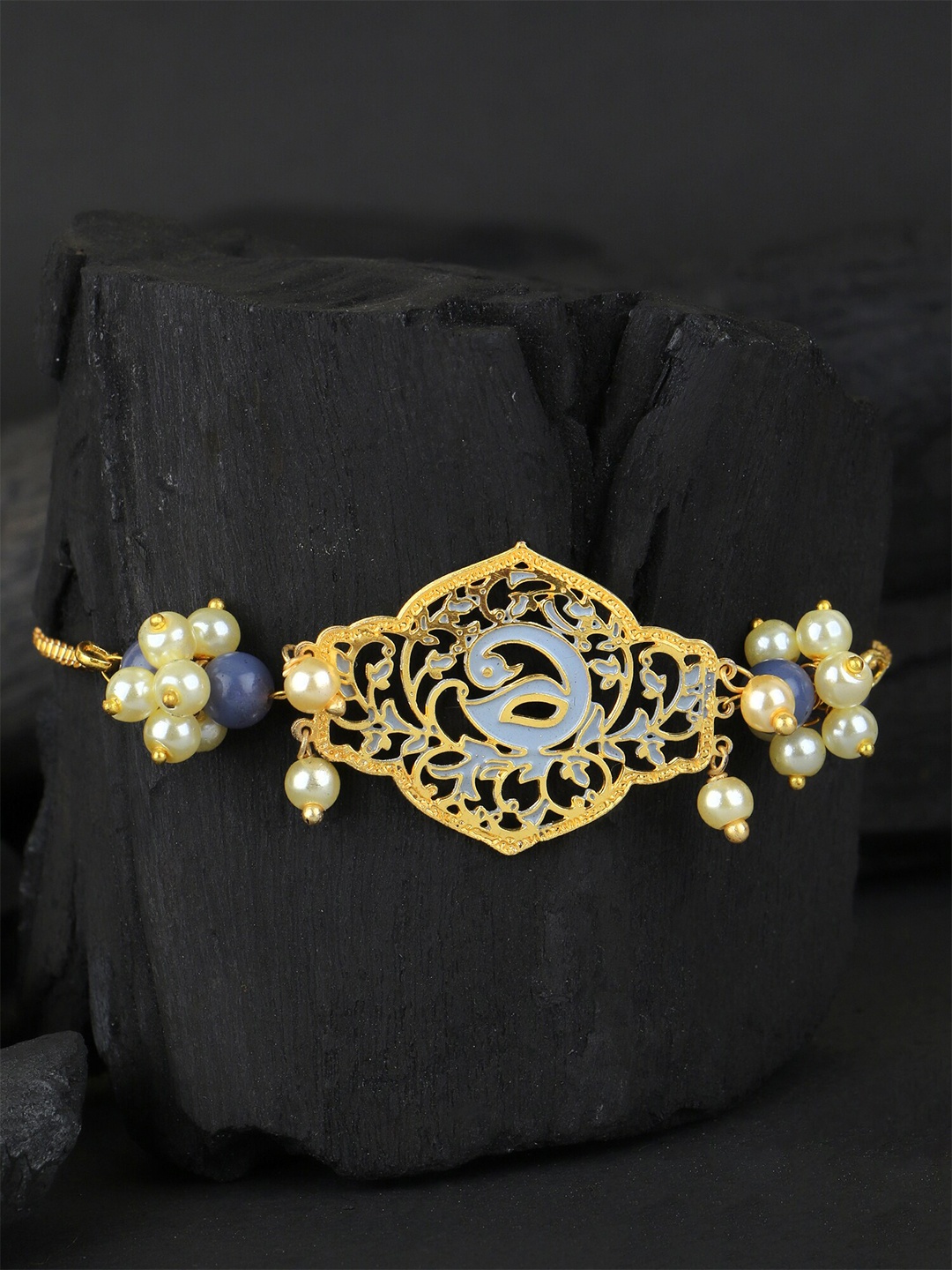 

Adwitiya Collection Women Gold-Plated Beaded Link Bracelet