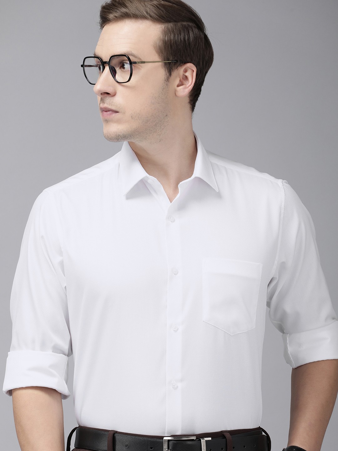 

Van Heusen Men Textured Custom Fit Formal Shirt, White