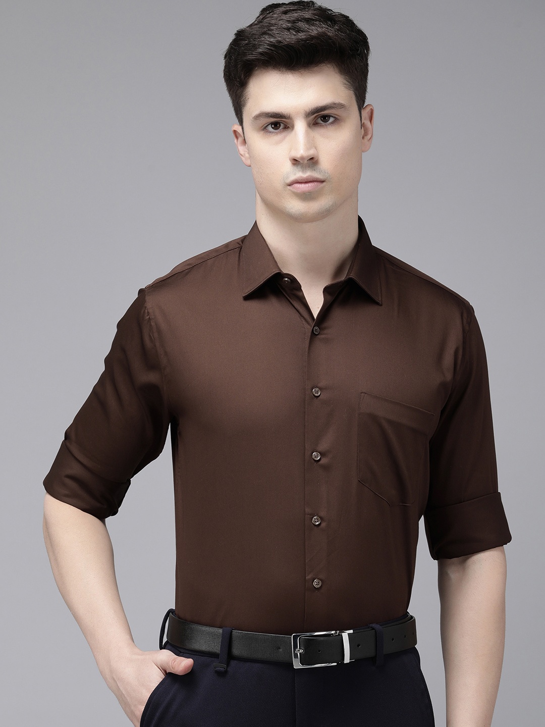 

Van Heusen Pure Cotton Slim Fit Formal Shirt, Brown