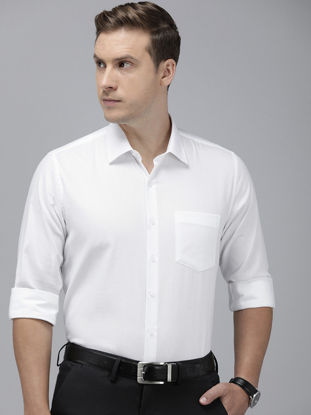 

Van Heusen Men Pure Cotton Slim Fit Opaque Formal Shirt, White