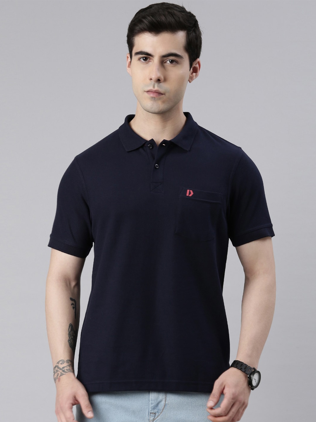

DIXCY SCOTT Polo Collar Cotton T-shirt, Black