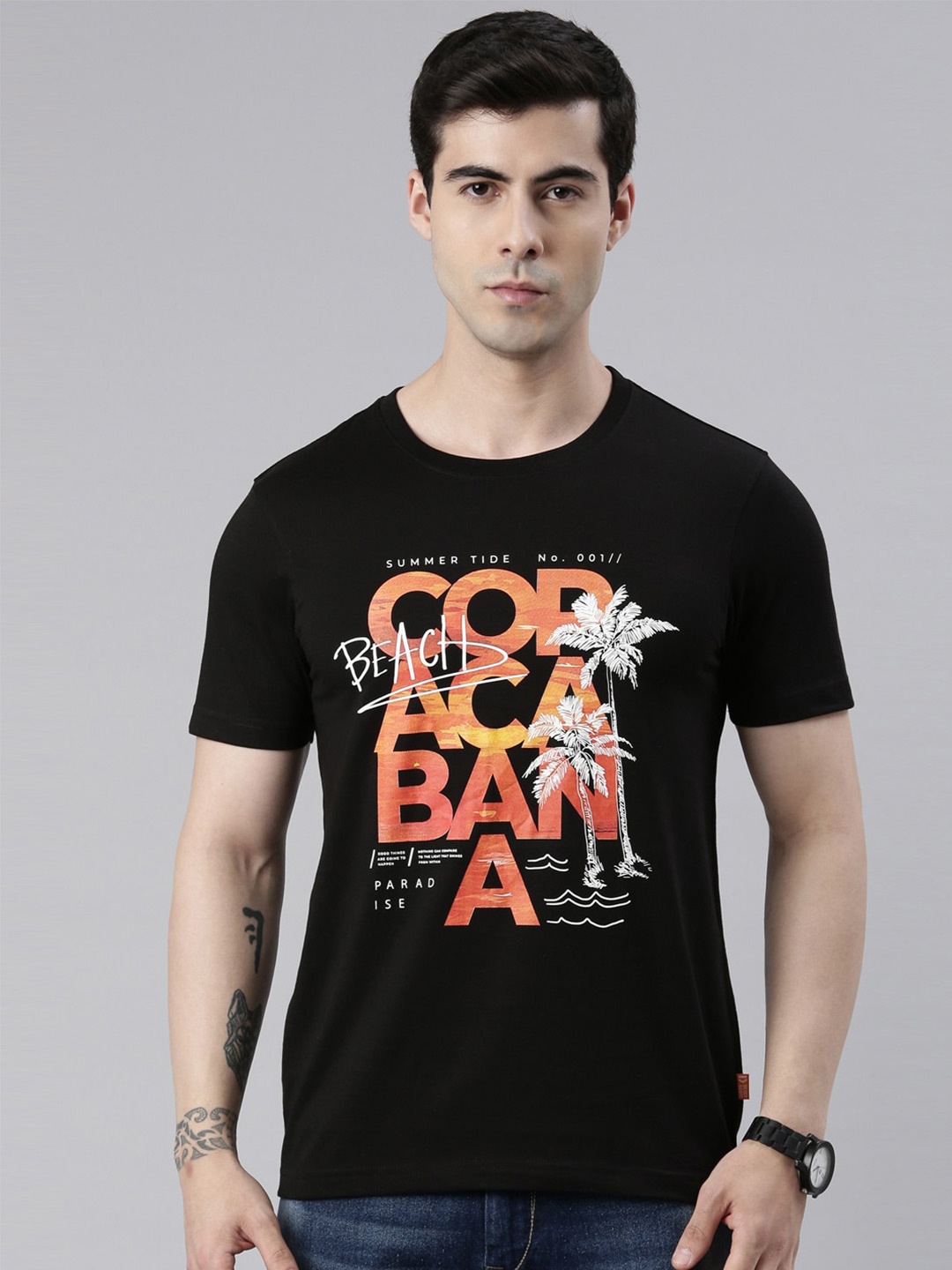

DIXCY SCOTT Typography Printed Cotton T-shirt, Black