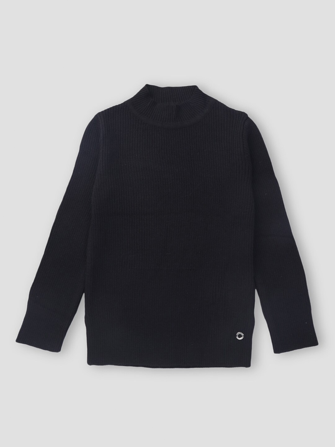 

Gini and Jony Girls Ribbed Cotton Pullover, Black