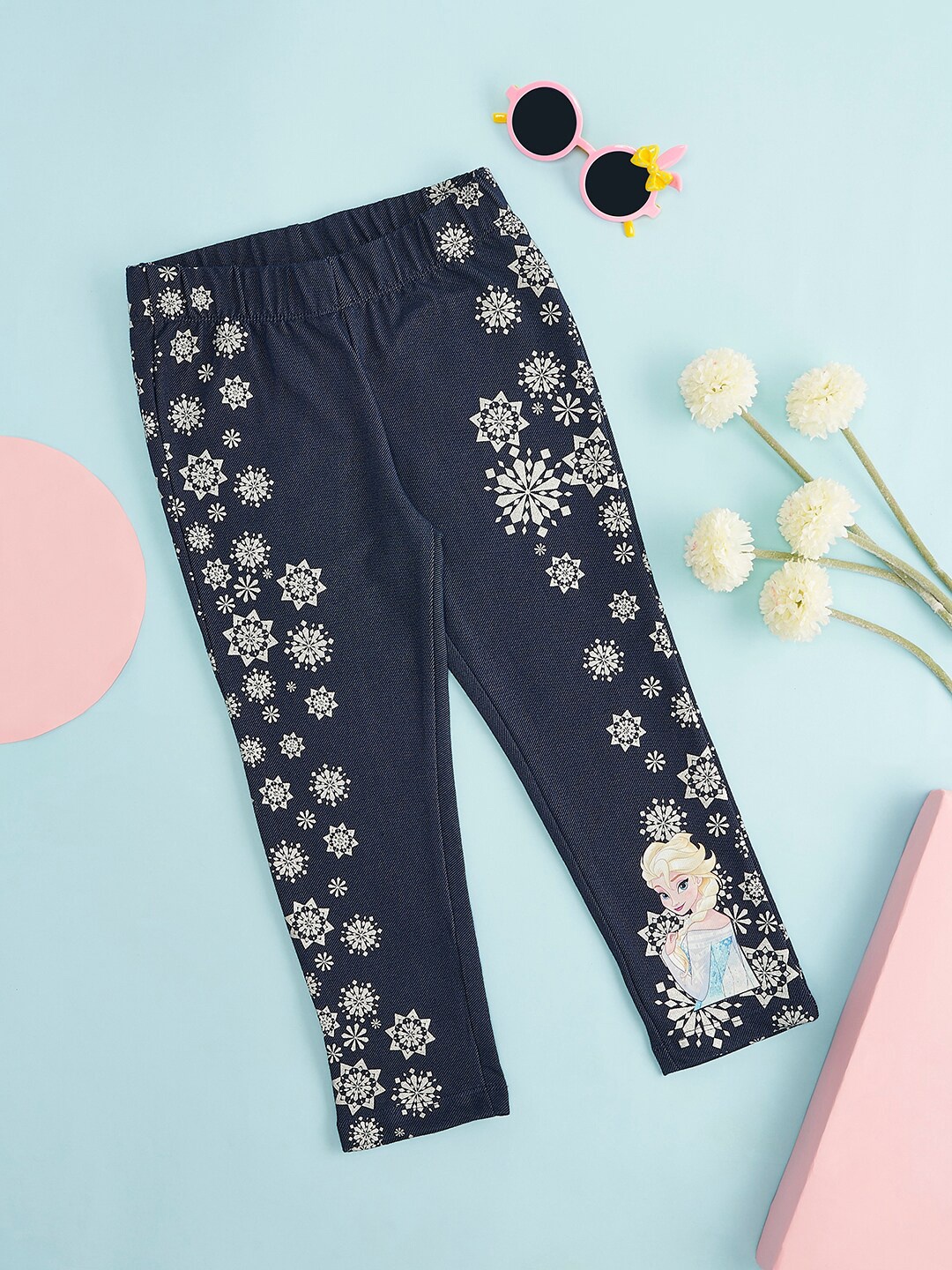 

Pantaloons Junior Girls Floral Printed Cotton Leggings, Blue