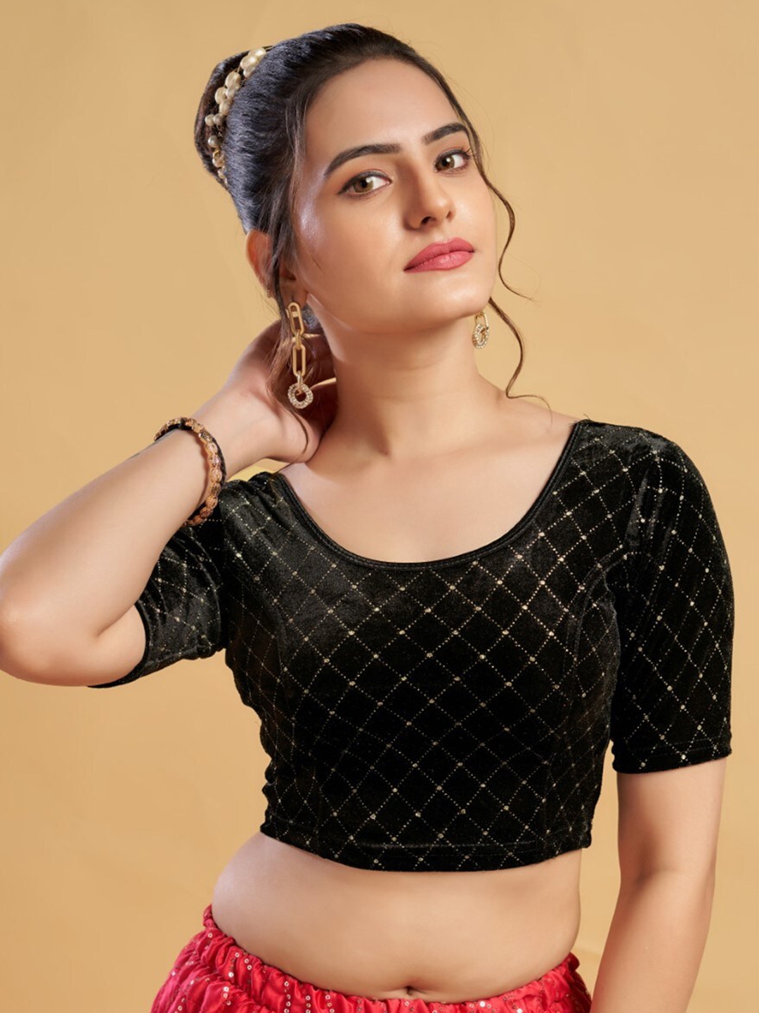 

HIMRISE Self Designed Saree Blouse, Black