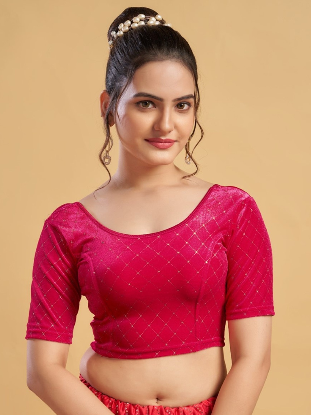 

HIMRISE Embellished Saree Blouse, Pink