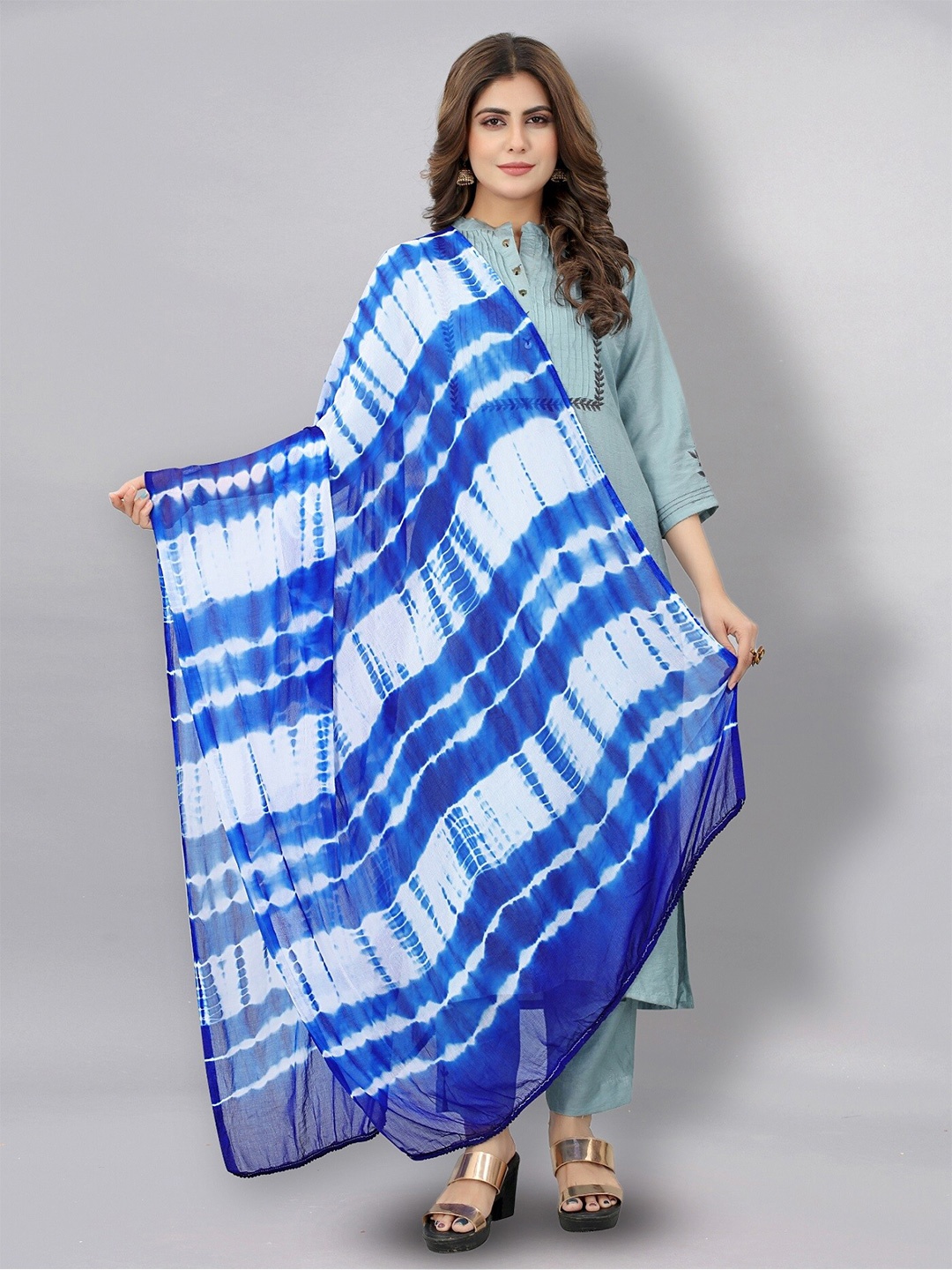 

APNISHA Tie & Dyed Dupatta, Blue