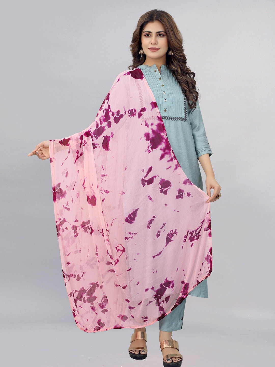 

APNISHA Abstract Dyed Dupatta, Peach