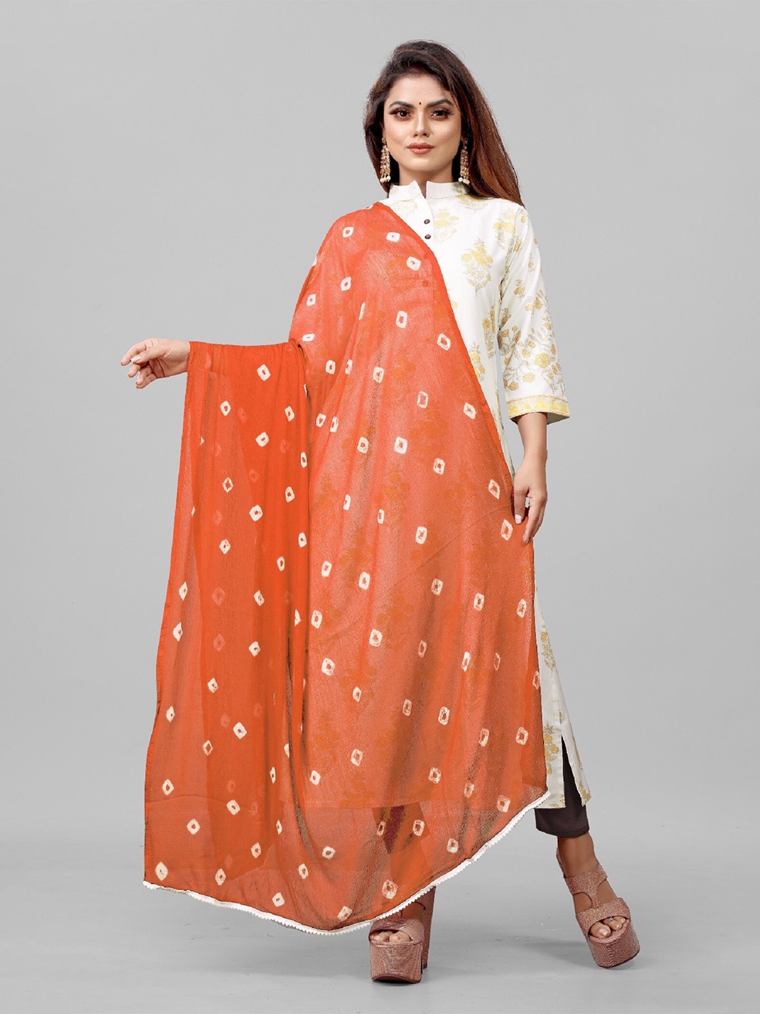 

APNISHA Bandhani Dyed Dupatta, Orange