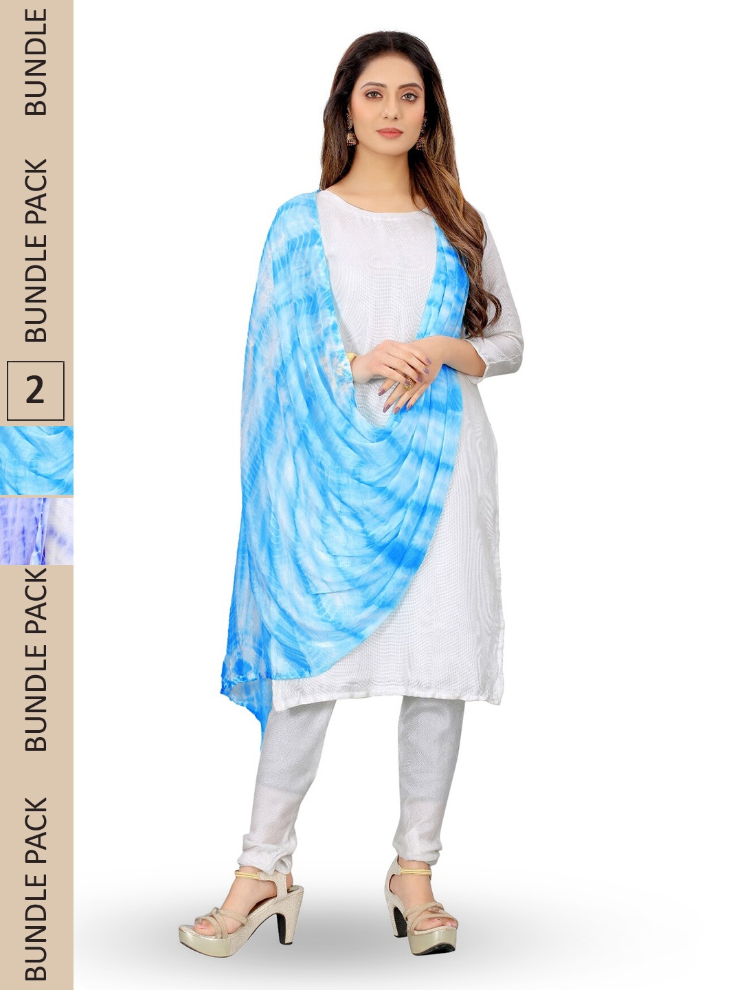 

APNISHA Dyed Chiffon Dupatta, Blue