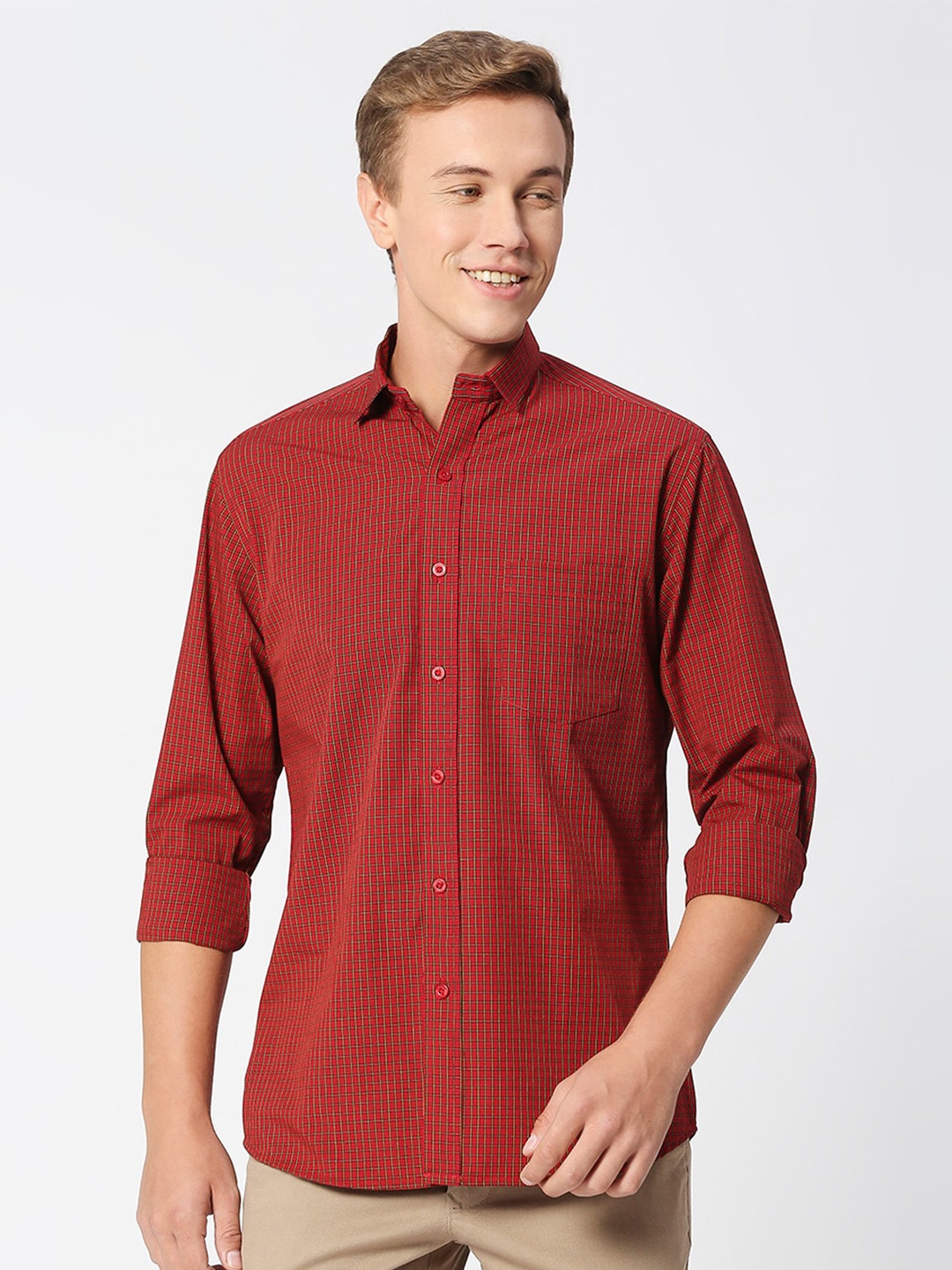 

MOD ECRU Opaque Printed Casual Shirt, Red