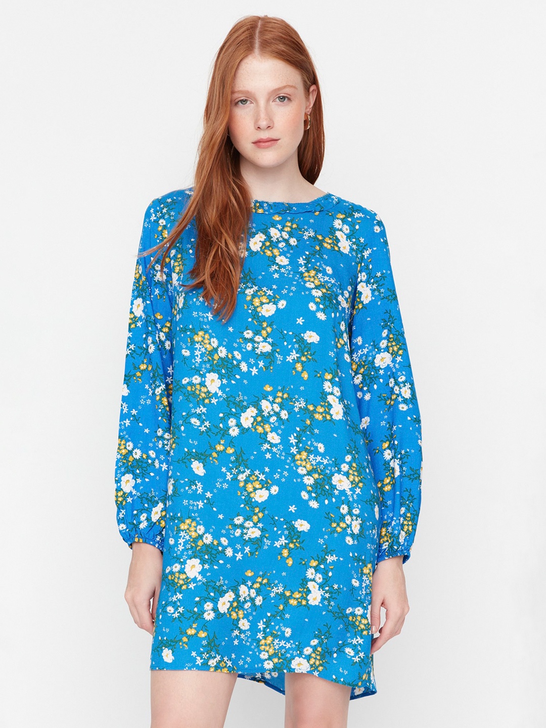 

Trendyol Floral Printed A-Line Dress, Blue