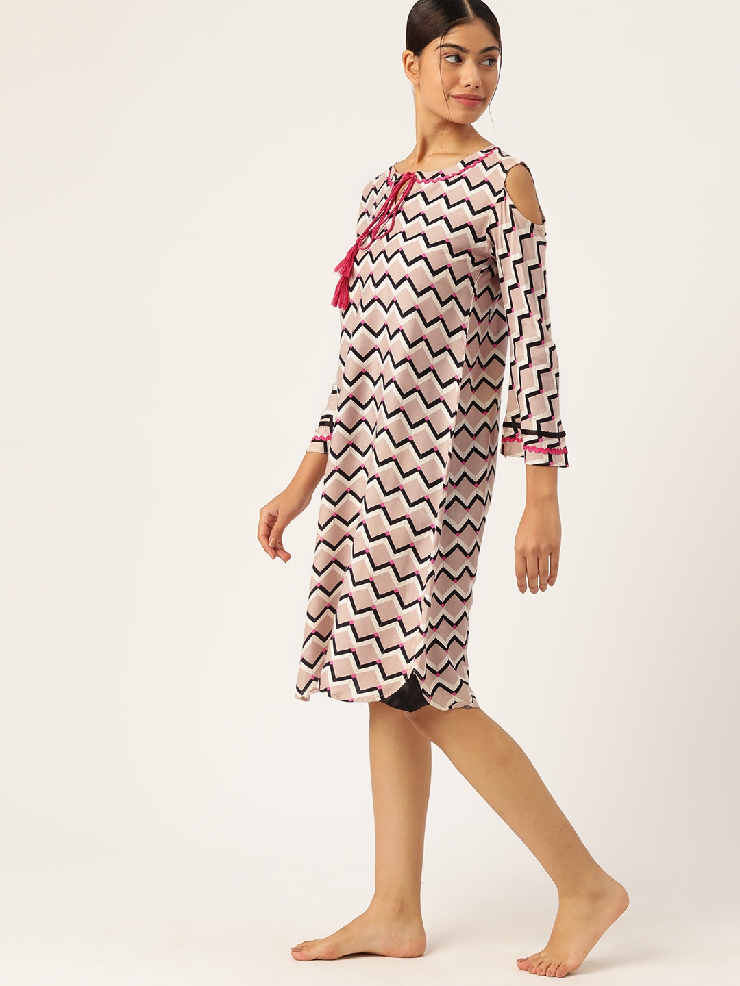 

ETC Chevron Printed Nightdress, Pink
