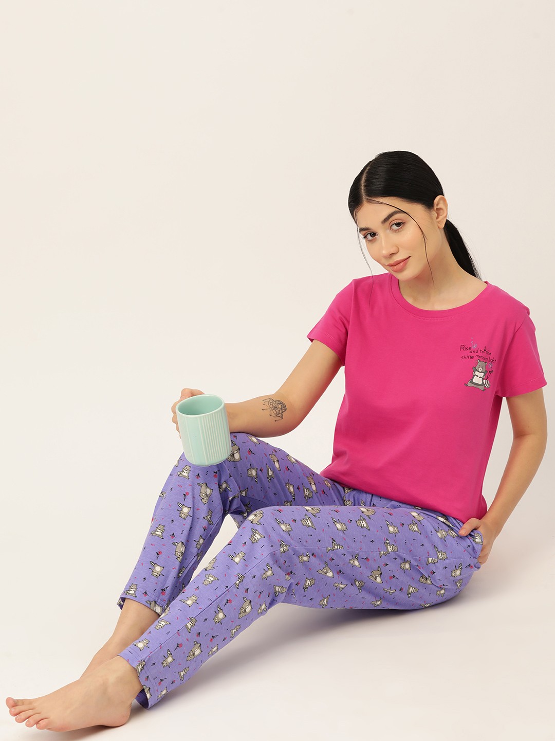 

ETC Women Printed Night Suit, Pink
