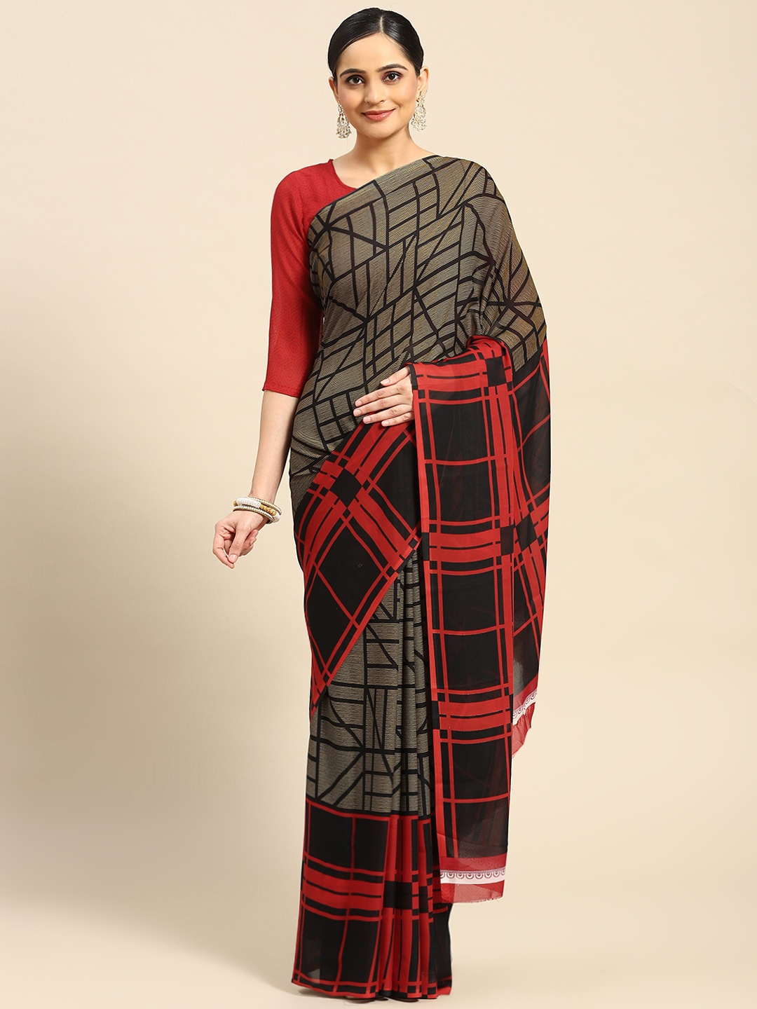 

AHIKA Printed Poly Georgette Saree, Grey