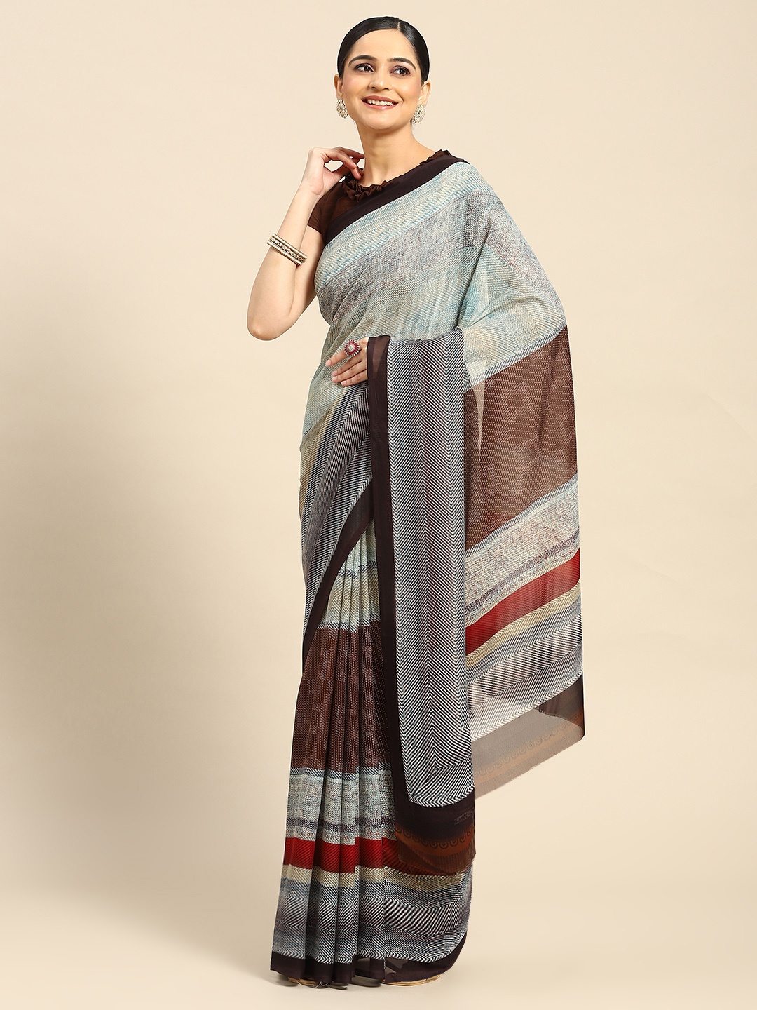 

AHIKA Printed Poly Georgette Saree, Grey