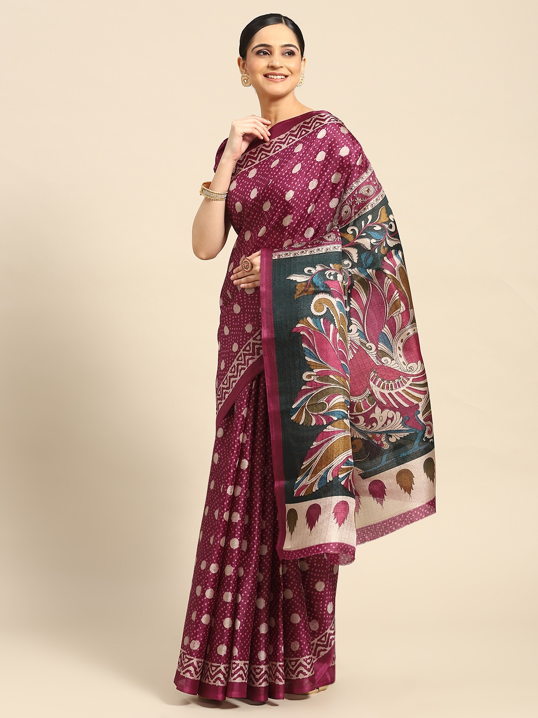 

AHIKA Polka Dots Saree, Purple