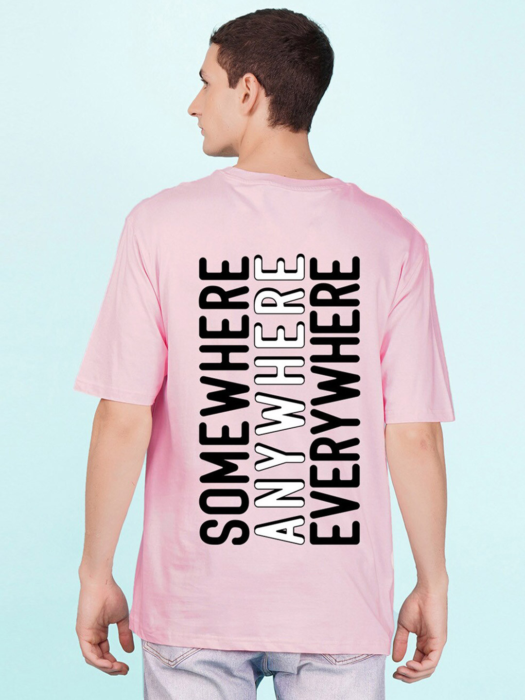 

NUSYL Typography Printed Oversized T-shirt, Pink