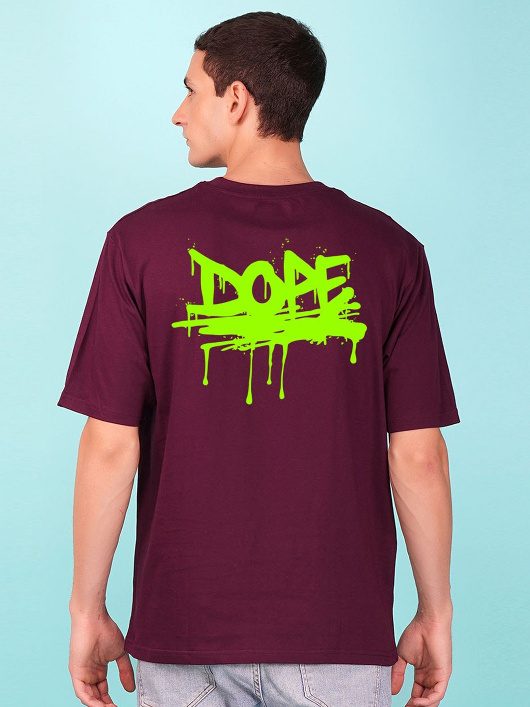 

NUSYL Typography Printed Drop-Shoulder Sleeves Oversized T-shirt, Maroon