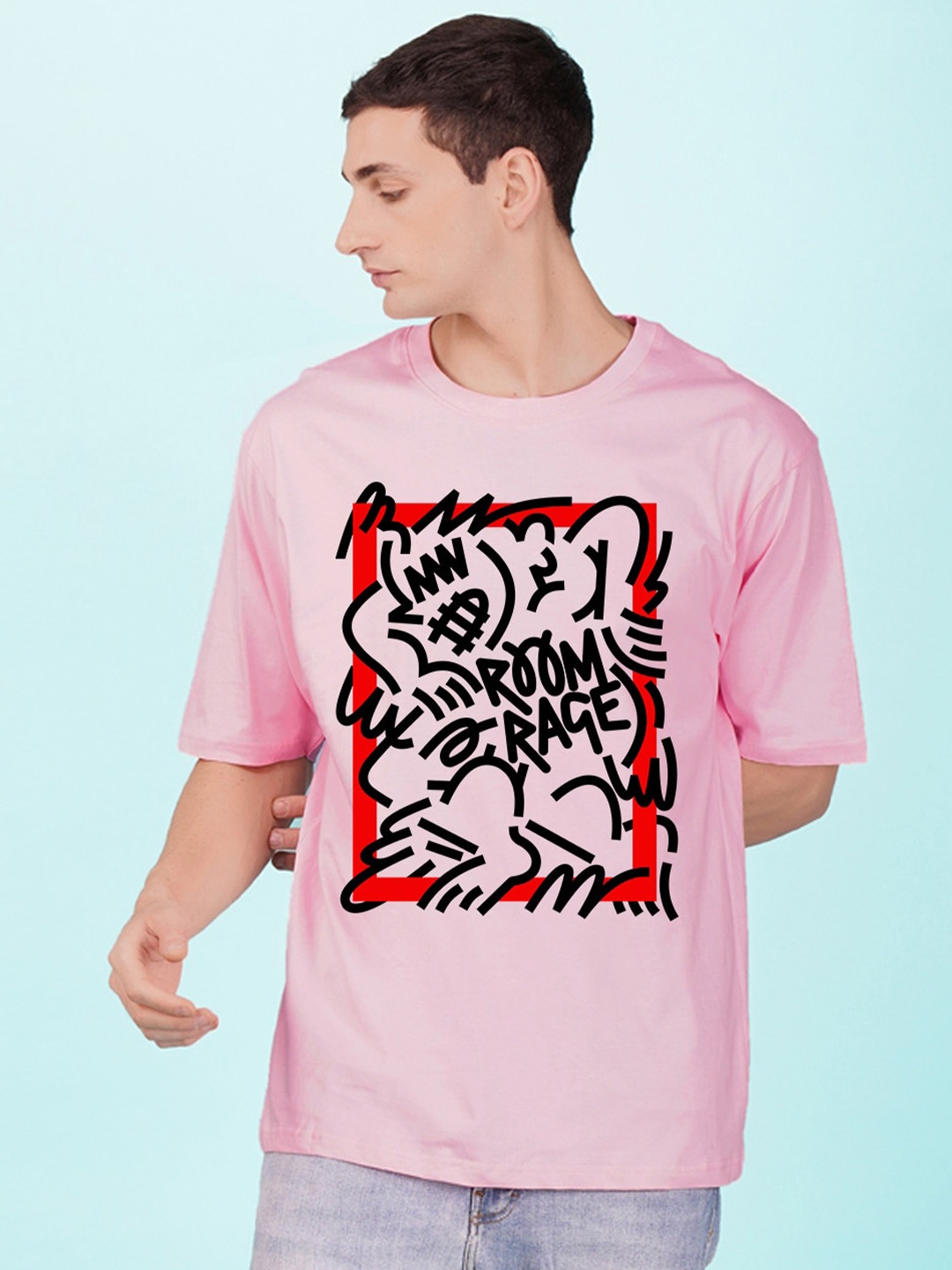 

NUSYL Printed Oversized T-shirt, Pink