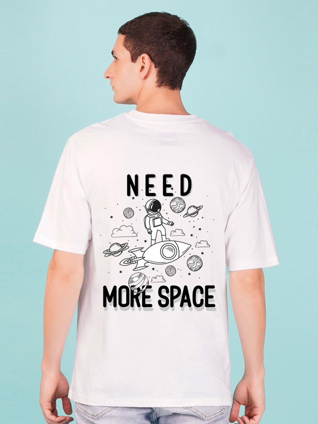 

NUSYL Typography Printed Short Sleeves Oversized T-shirt, White
