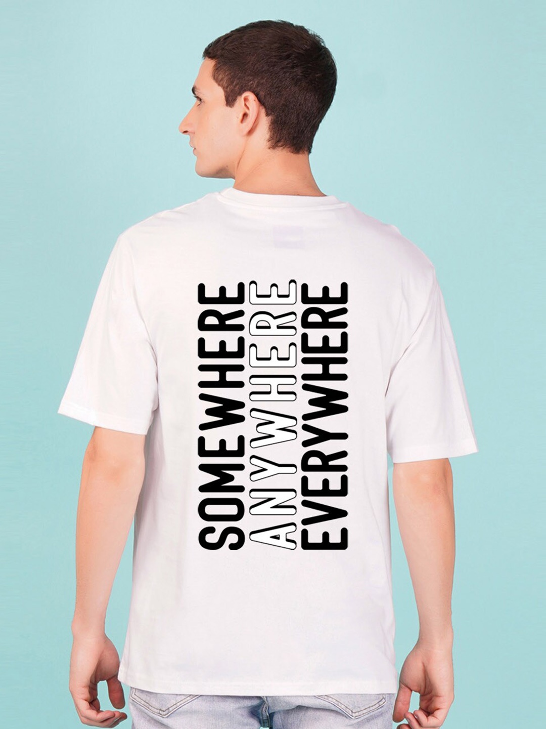 

NUSYL Typography Printed Oversized T-shirt, White