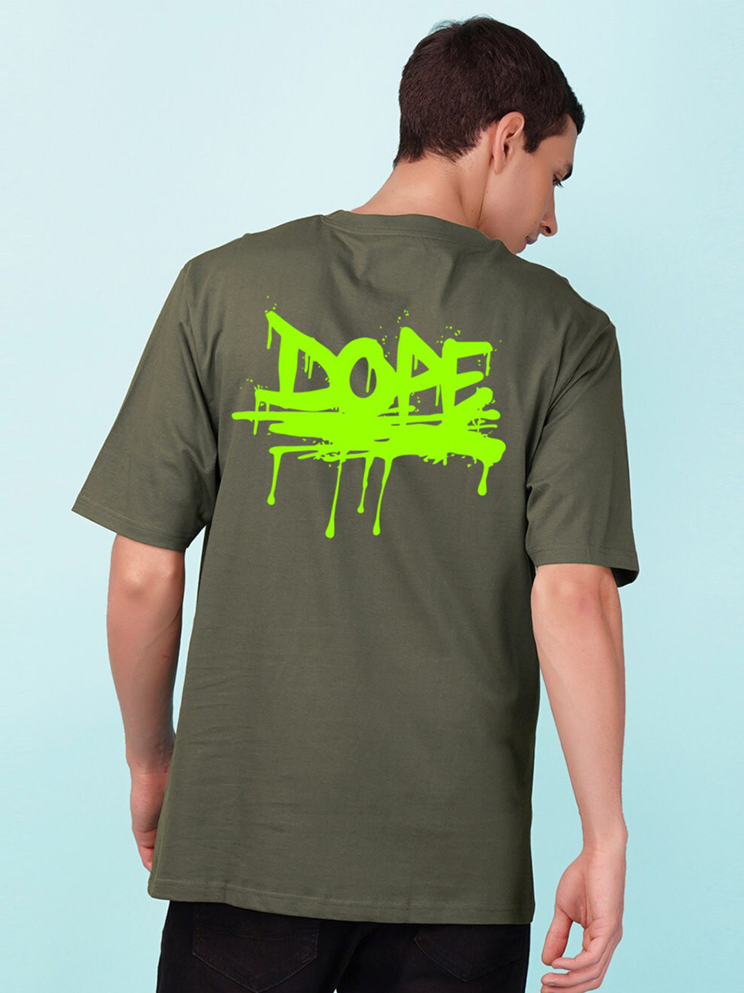

NUSYL Typography Printed Oversized T-shirt, Olive