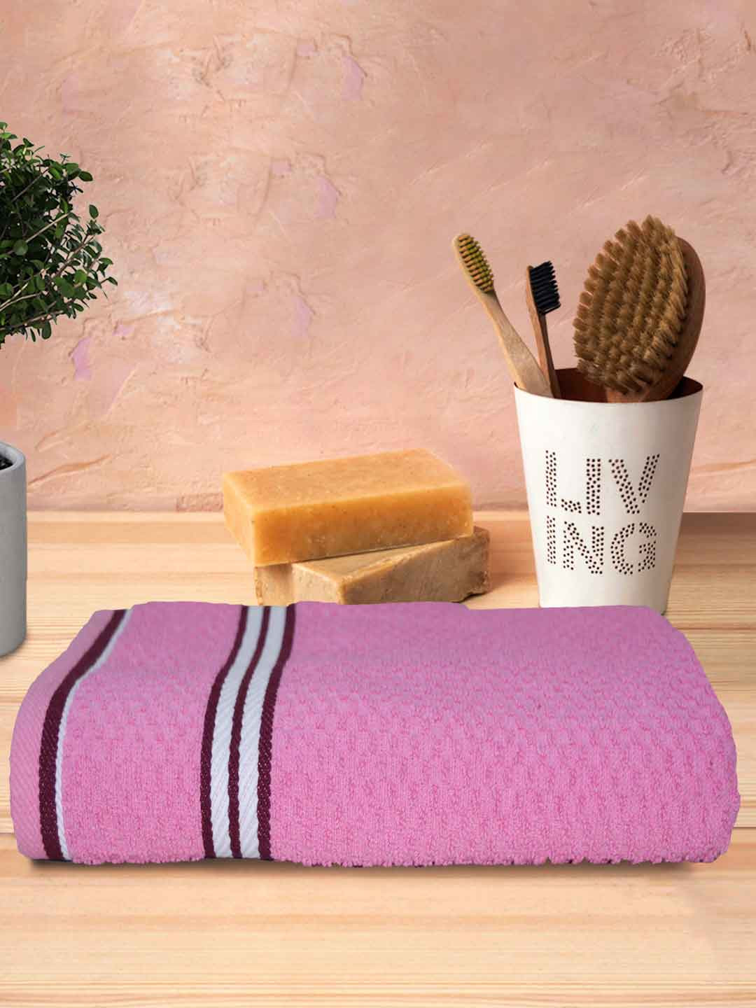 

Athom Trendz Pink & White Popcorn Textured Organic Cotton Super Soft Bath Towel