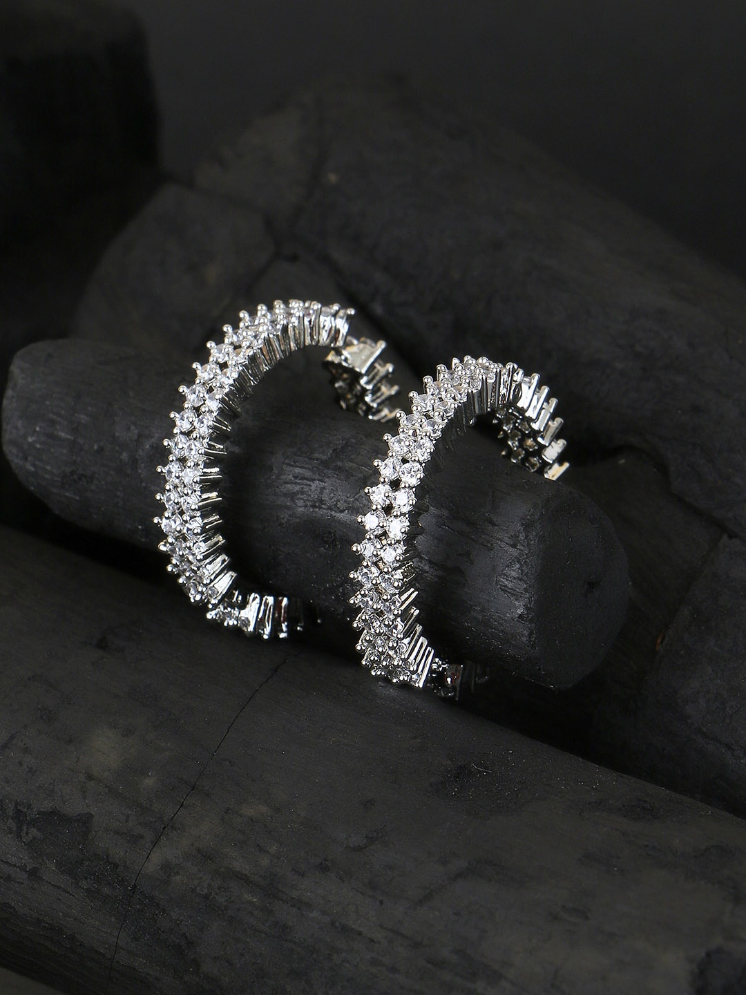 

Adwitiya Collection Rhodium-Plated Classic Hoop Earrings, Silver