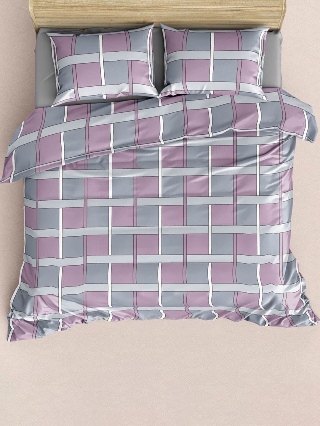 

JAIPUR FABRIC Grey Floral 300 TC Reversible Cotton King Bedsheet & 4 Pillow Covers