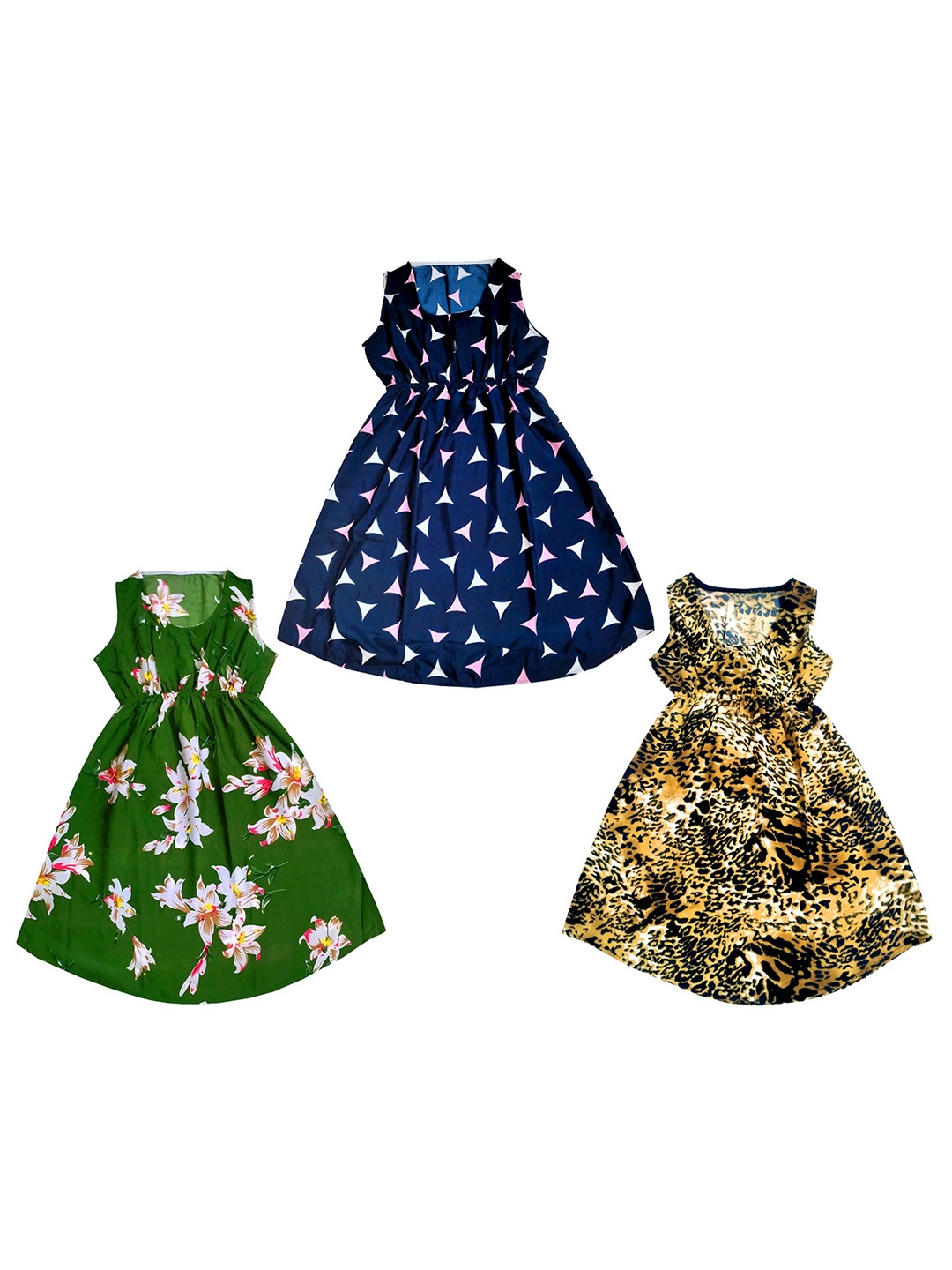 

IndiWeaves Girls Pack of 3 Floral Print Crepe Maxi Dress, Yellow